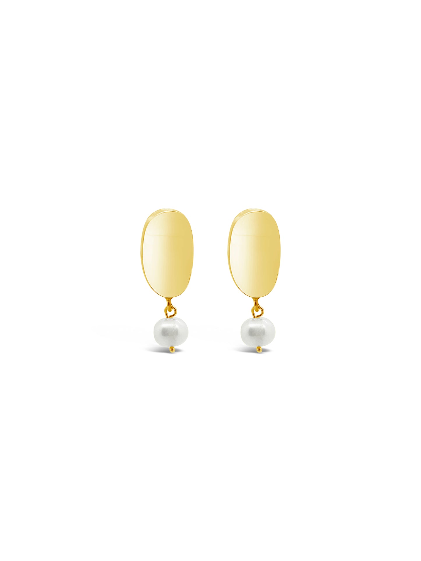 Curved Pearl Earrings, Gold