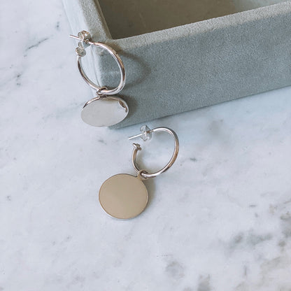 Circle Pendant Hoop Earrings